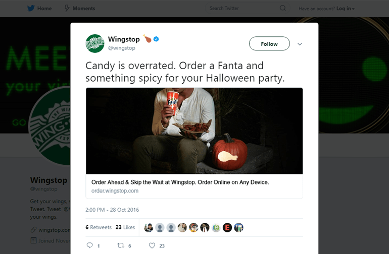 Wingstop Halloween Twitter Card Ad